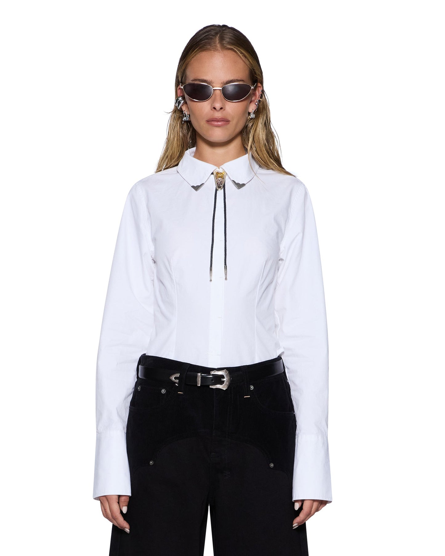 DARE OPEN BACK LS SHIRT WHITE