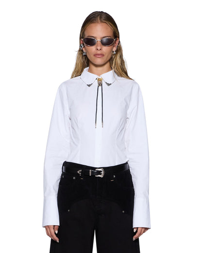 DARE OPEN BACK LS SHIRT WHITE