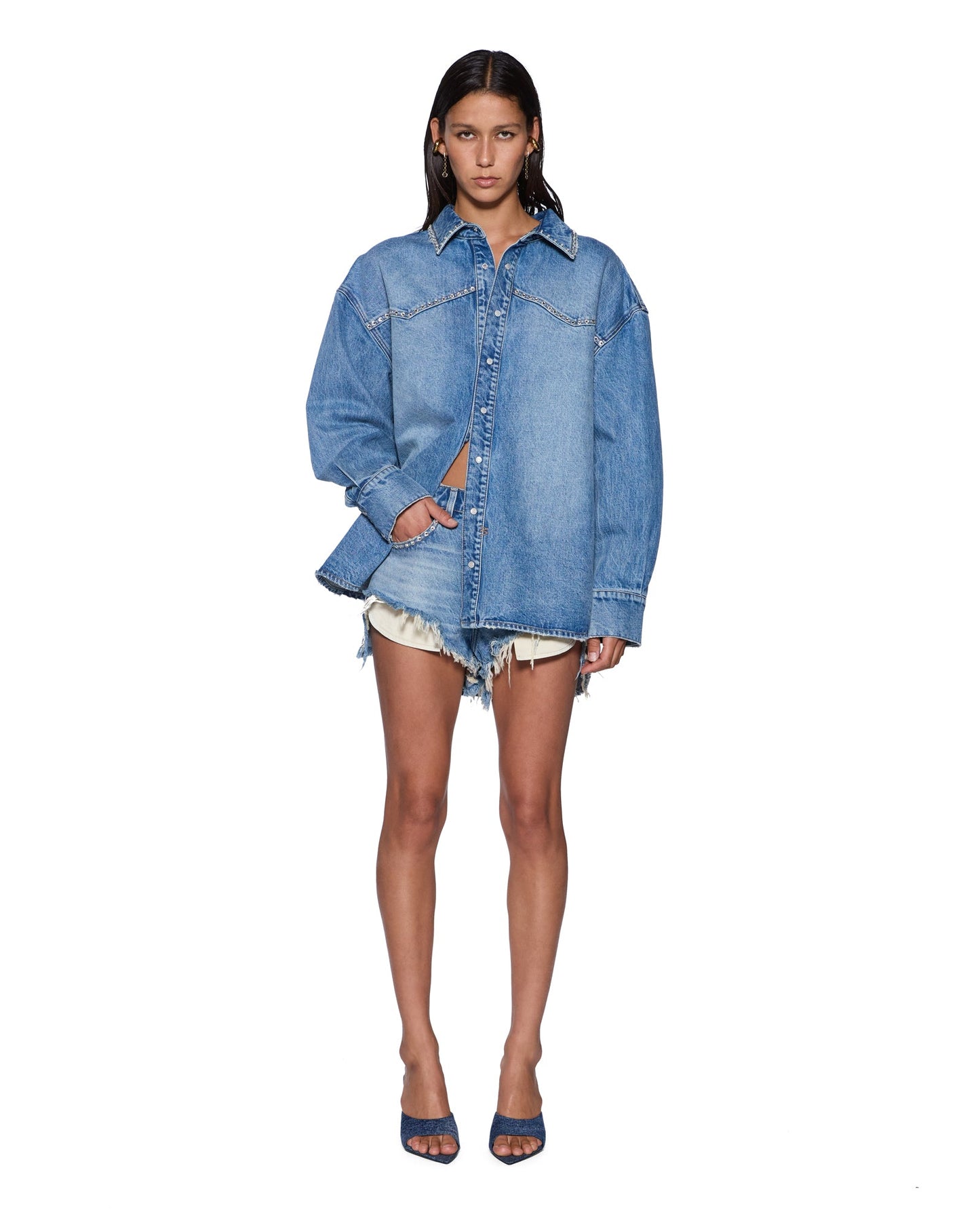 OVERSIZED DENIM LS SHIRT MAVERIK KRYSTAL