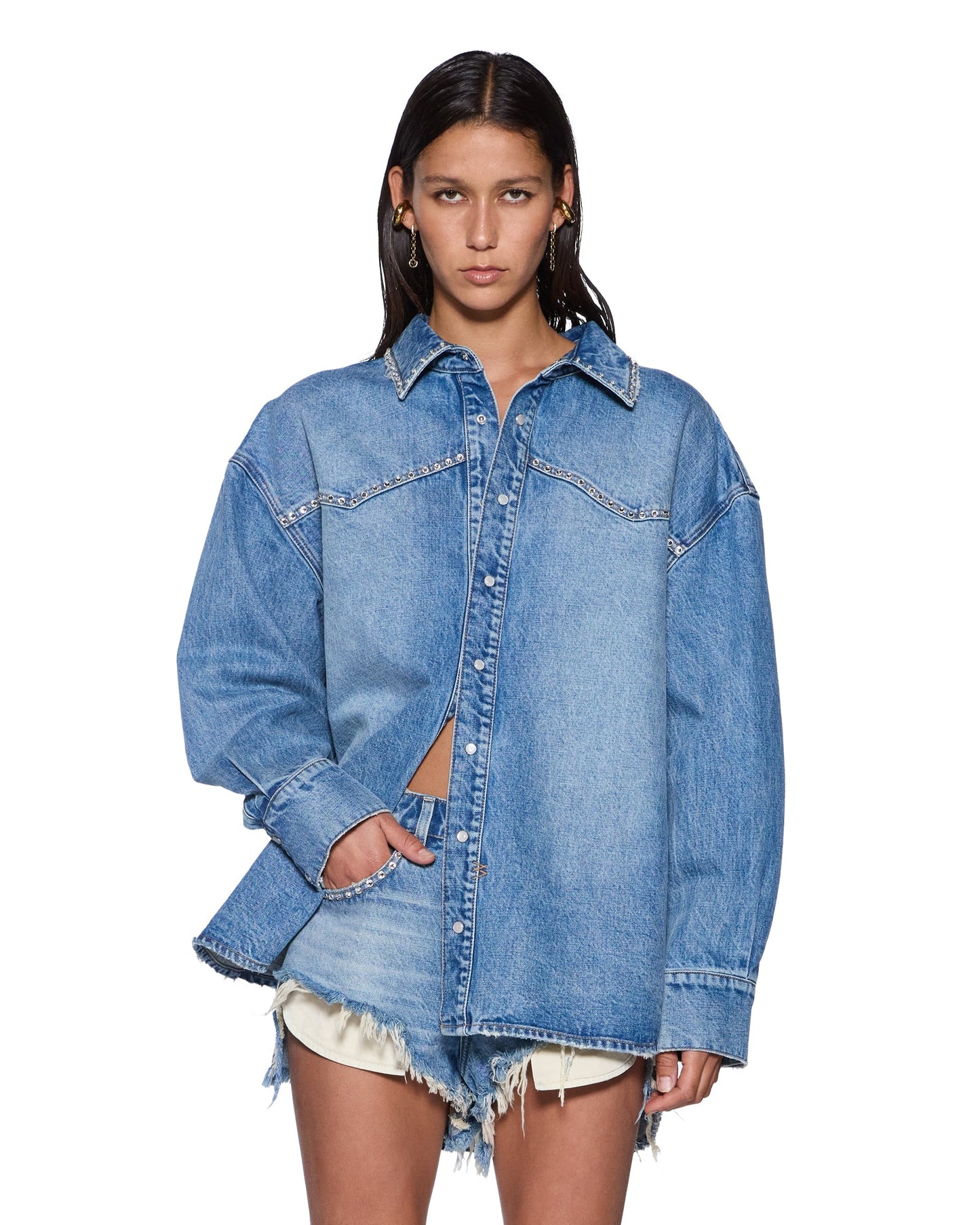 OVERSIZED DENIM LS SHIRT MAVERIK KRYSTAL