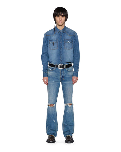 WHIPLASH LS SHIRT TEXAS BLUE STUDDED