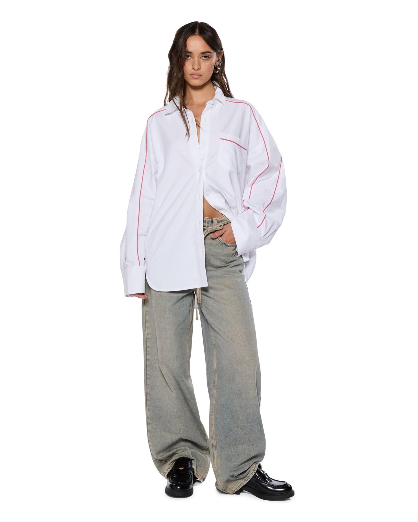 STINGER ASTRA LS SHIRT WHITE/RED