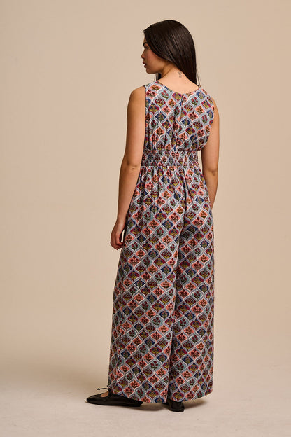 Simone - Cotton Jumpsuit in Walled Blooms Print