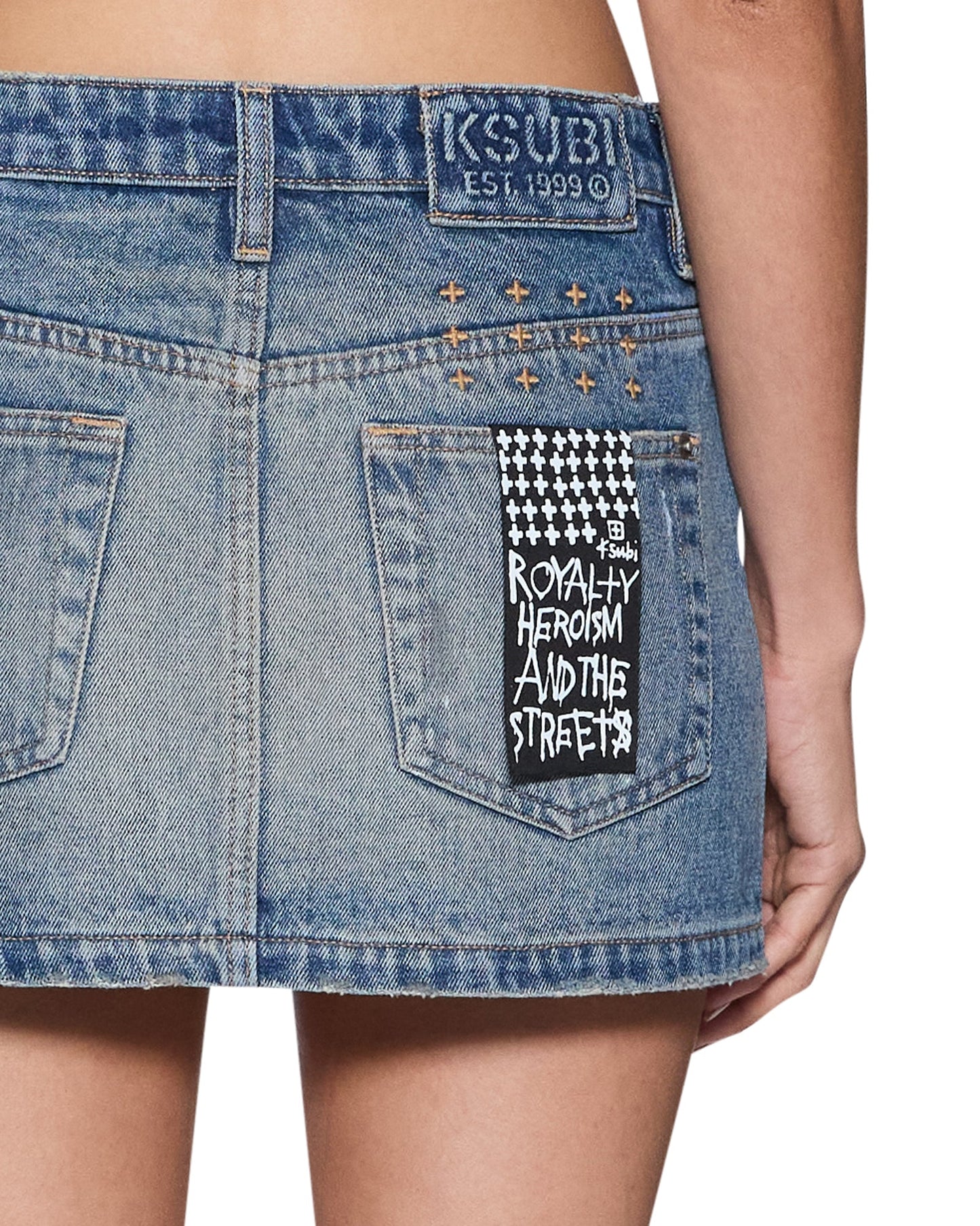 MICRO MINI DENIM SKIRT PAINTER BLUE