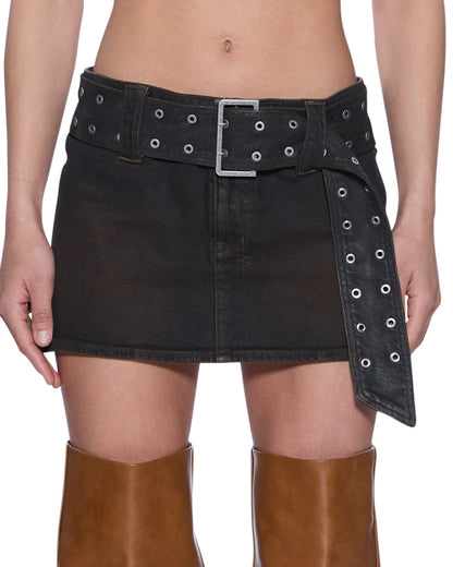 MICRO MINI SKIRT BELTED GREASED