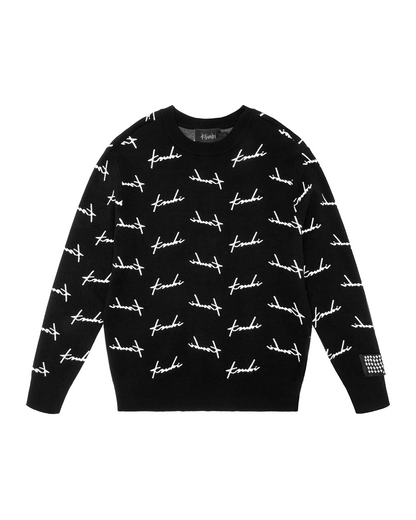 SKRIPT KNIT CREW BLACK