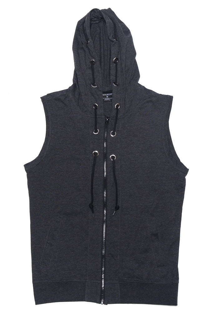 Eyelet Sleeveless Contrast Hoodie