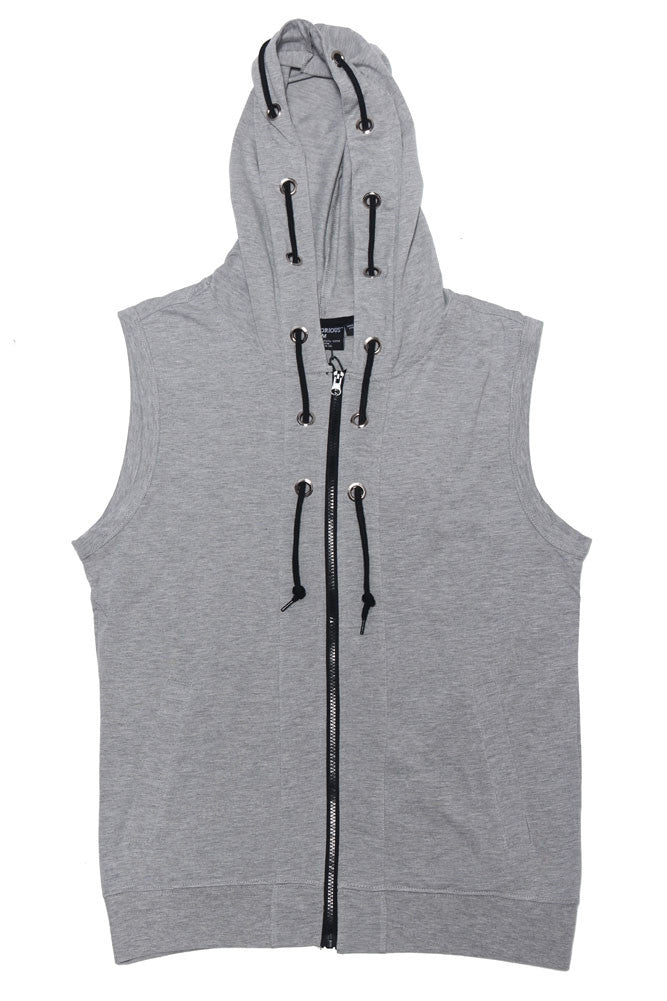 Eyelet Sleeveless Contrast Hoodie