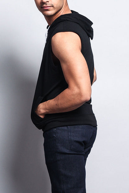 Eyelet Sleeveless Contrast Hoodie