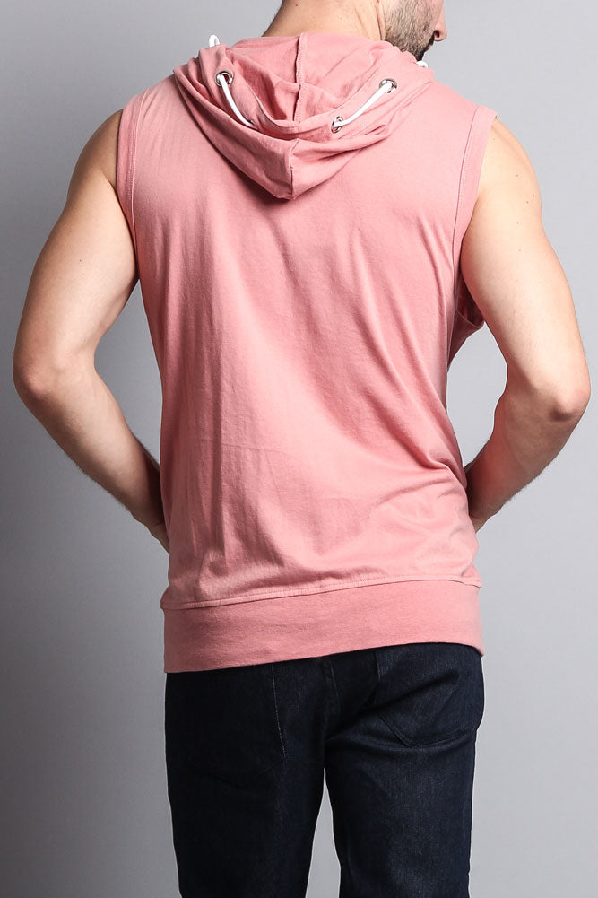 Eyelet Sleeveless Contrast Hoodie