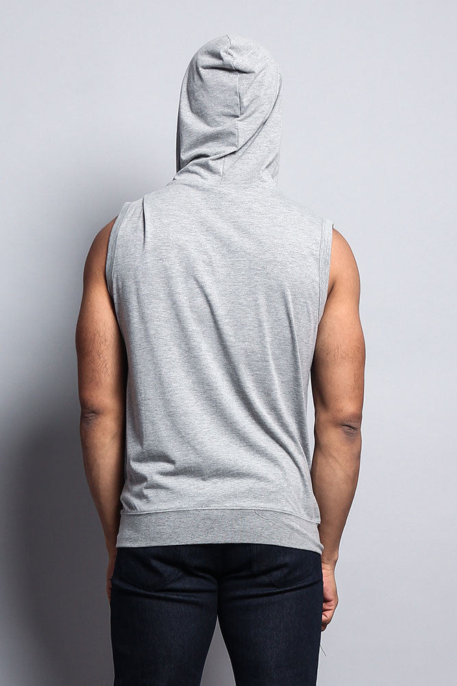 Eyelet Sleeveless Contrast Hoodie
