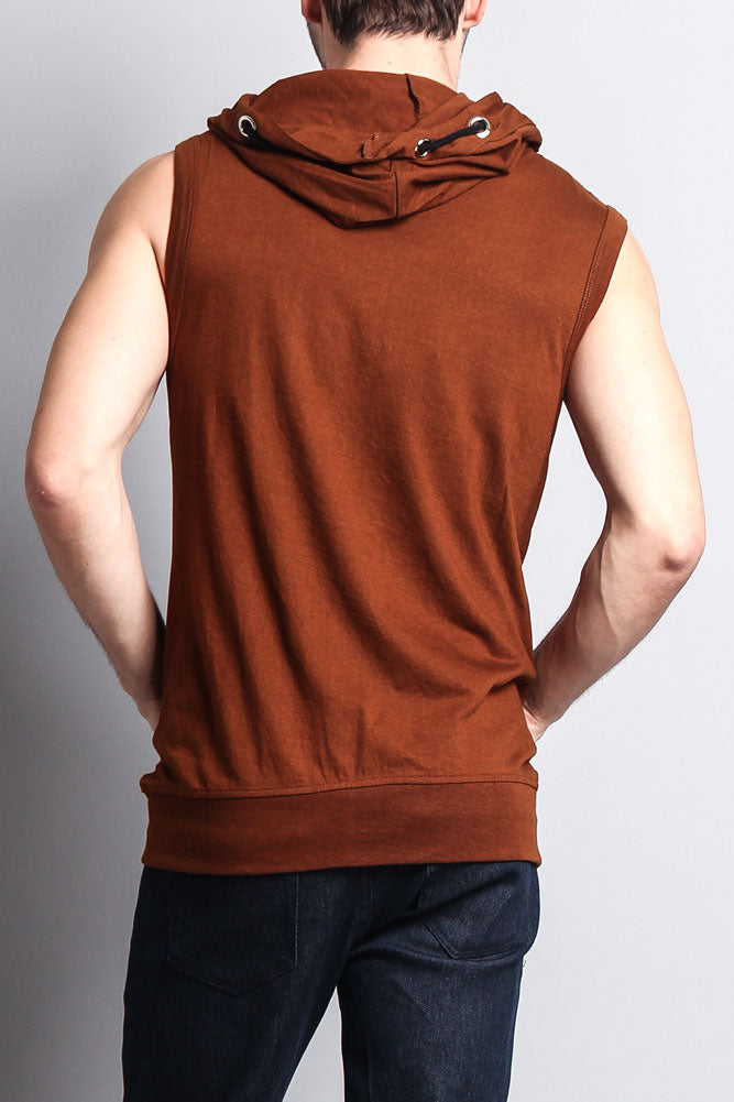 Eyelet Sleeveless Contrast Hoodie