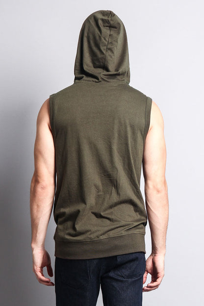Eyelet Sleeveless Contrast Hoodie