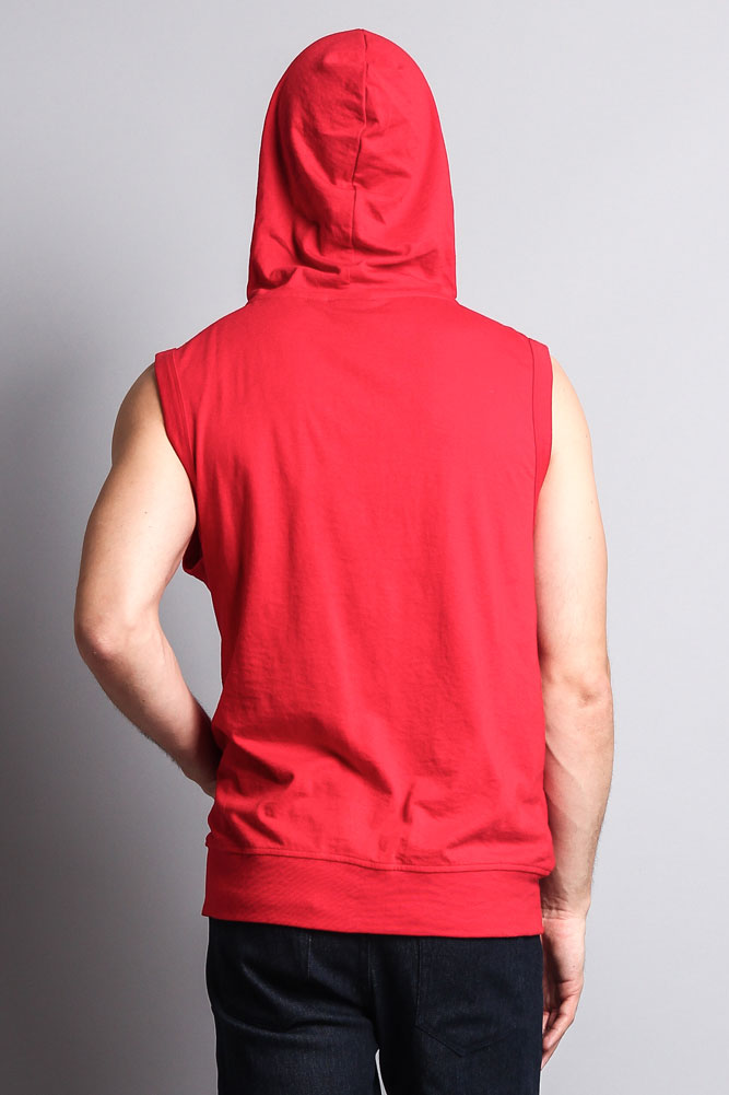 Eyelet Sleeveless Contrast Hoodie