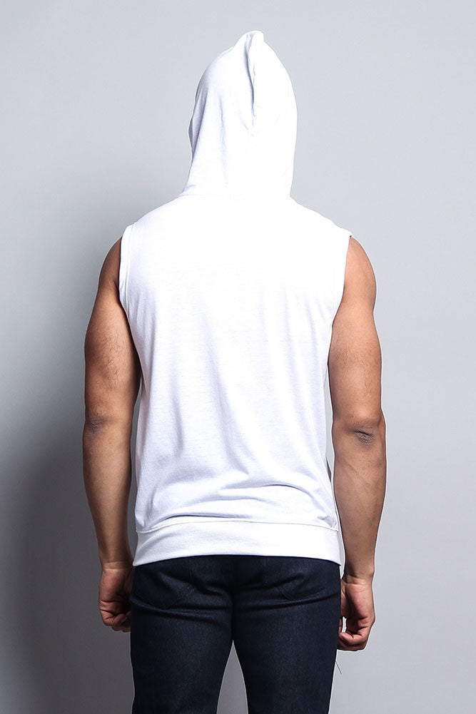 Eyelet Sleeveless Contrast Hoodie