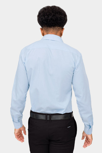 Men's Slim Fit Solid Color Dress Shirt (Sky Blue)