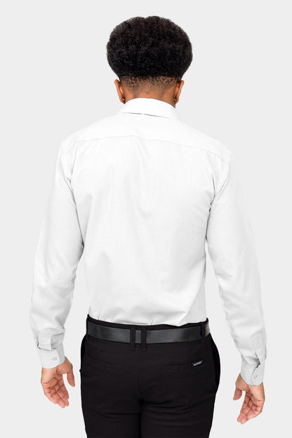 Men's Slim Fit Solid Color Dress Shirt (White)