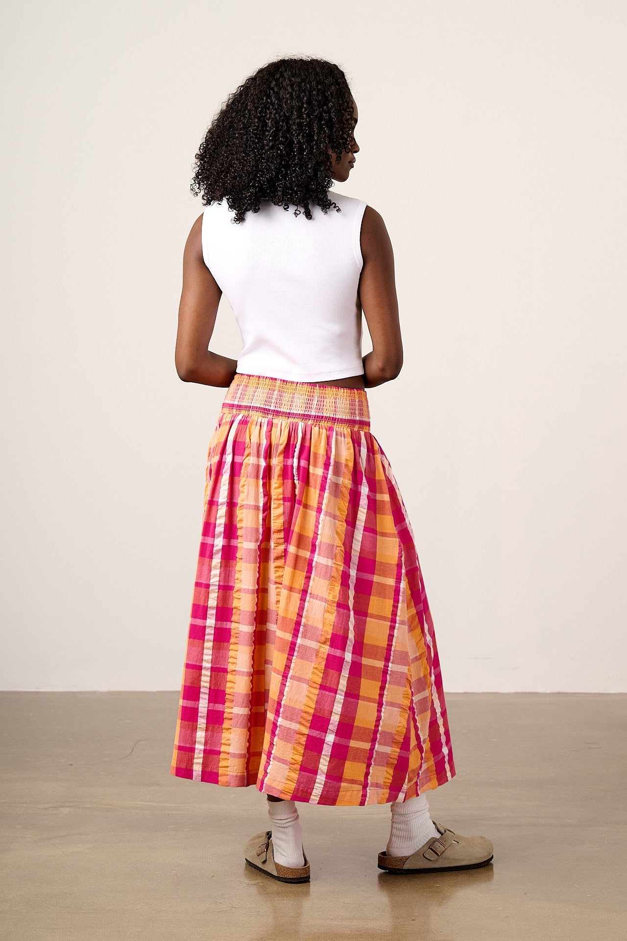 Sofiya - Midi Skirt in Madras Check