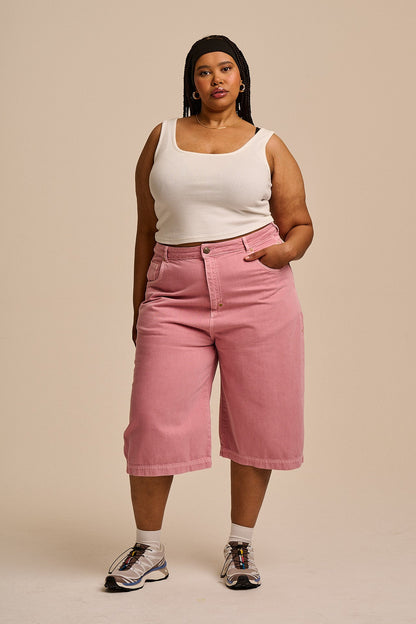 Sol - Denim Long Shorts in Pink Cashmere Rose