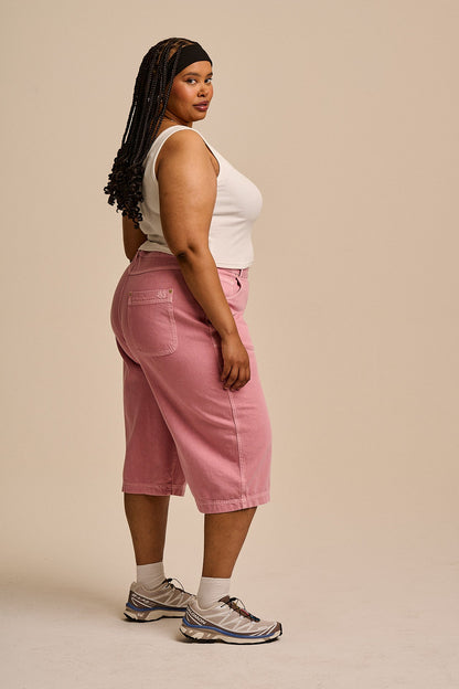 Sol - Denim Long Shorts in Pink Cashmere Rose