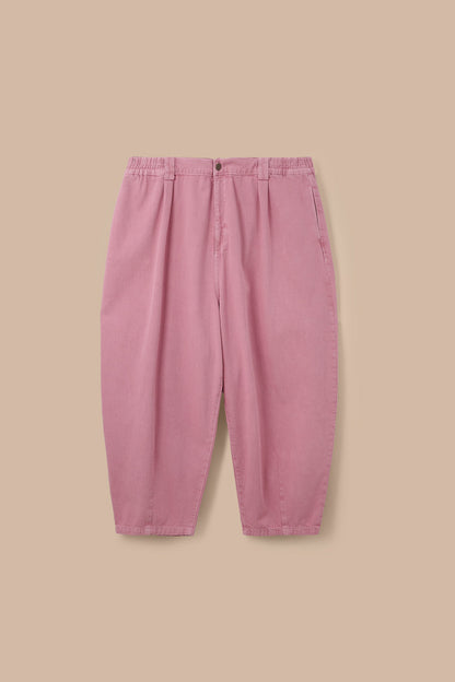 Ashby - Denim Barrel Leg Trousers in Washed Pink