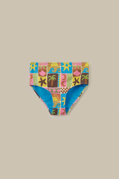 Bronte - High Rise Bikini Bottoms in Coastal Tile