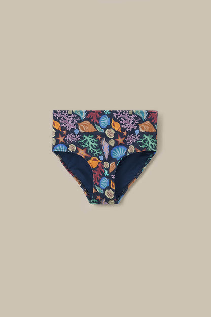Bronte - High Rise Bikini Bottoms in Shell Print