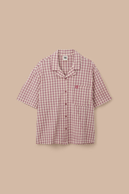 Cam - Cotton Shirt in Ecru Check