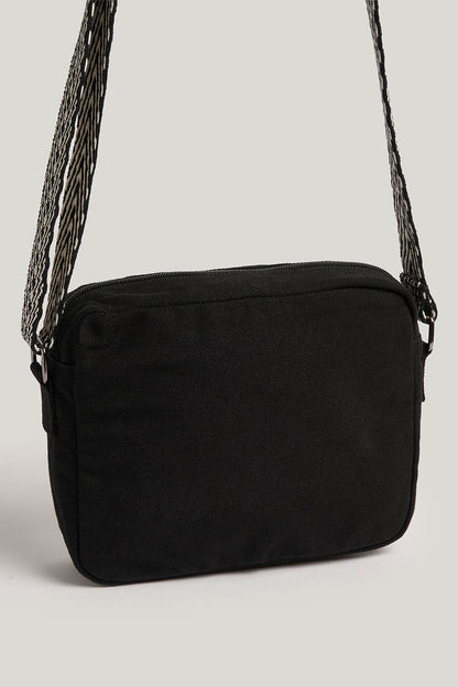 Dara - Cotton Crossbody Bag in Black
