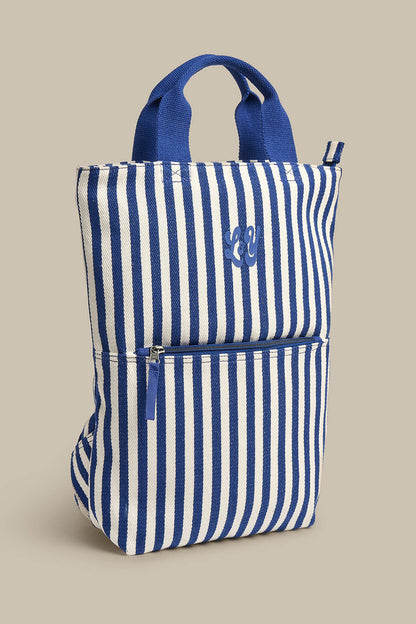 Dylan - Cotton Backpack in Navy Stripe