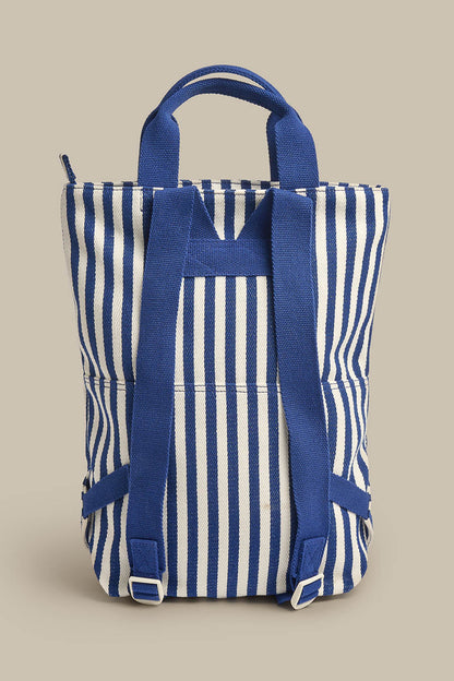 Dylan - Cotton Backpack in Navy Stripe
