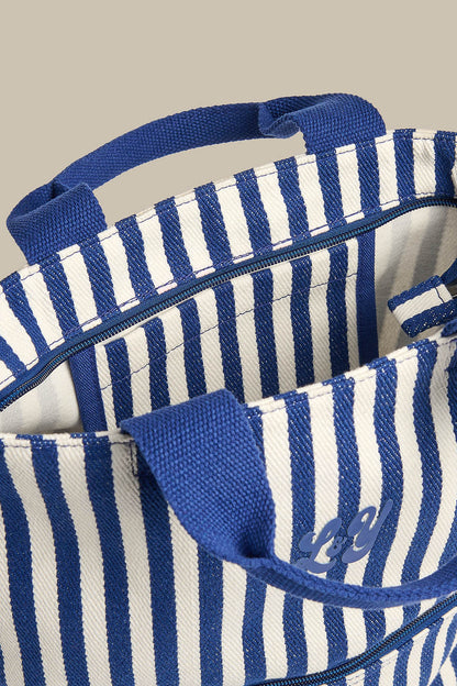 Dylan - Cotton Backpack in Navy Stripe