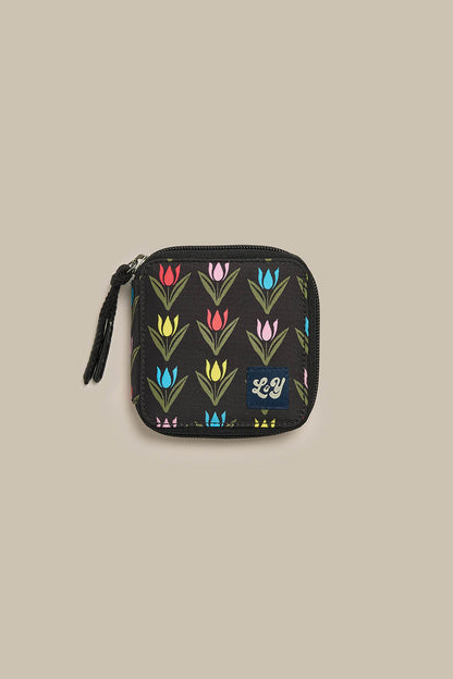 Eve - Purse in Black Tulip Print