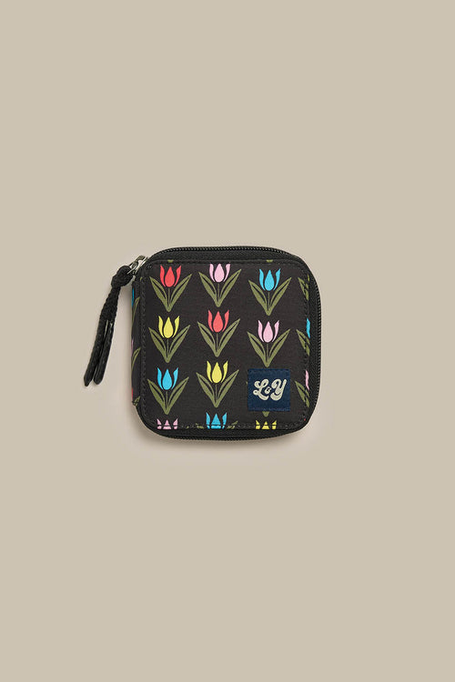 Eve - Purse in Black Tulip Print