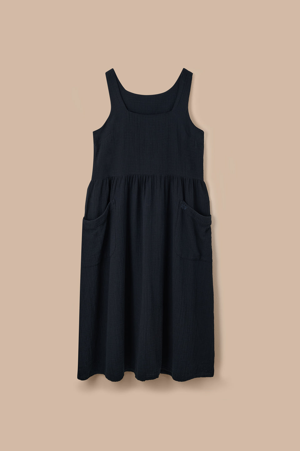 Florie - Cotton Midi Dress in Black