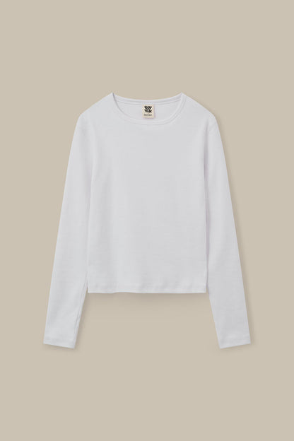 Grayson - Long Sleeve Cotton Jersey Top in White