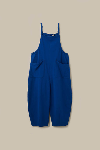 Oaxaca - Cotton Jersey Barrel Leg Dungarees in Navy
