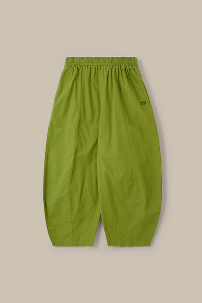 Obregon - Barrel Leg Cotton Trousers in Cypress Green