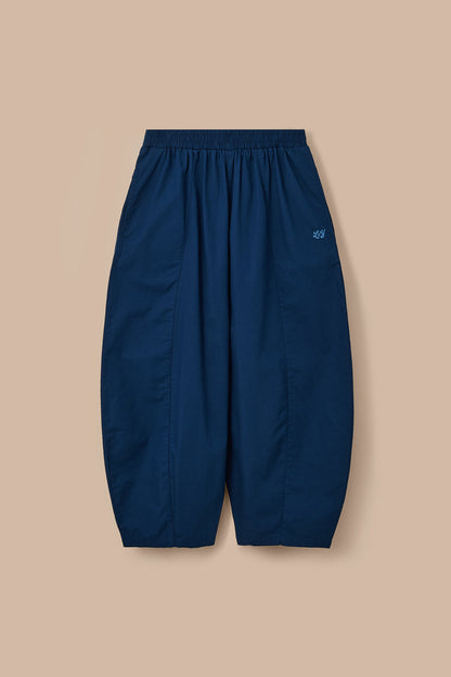 Obregon - Cotton Barrel Leg Trousers in Navy