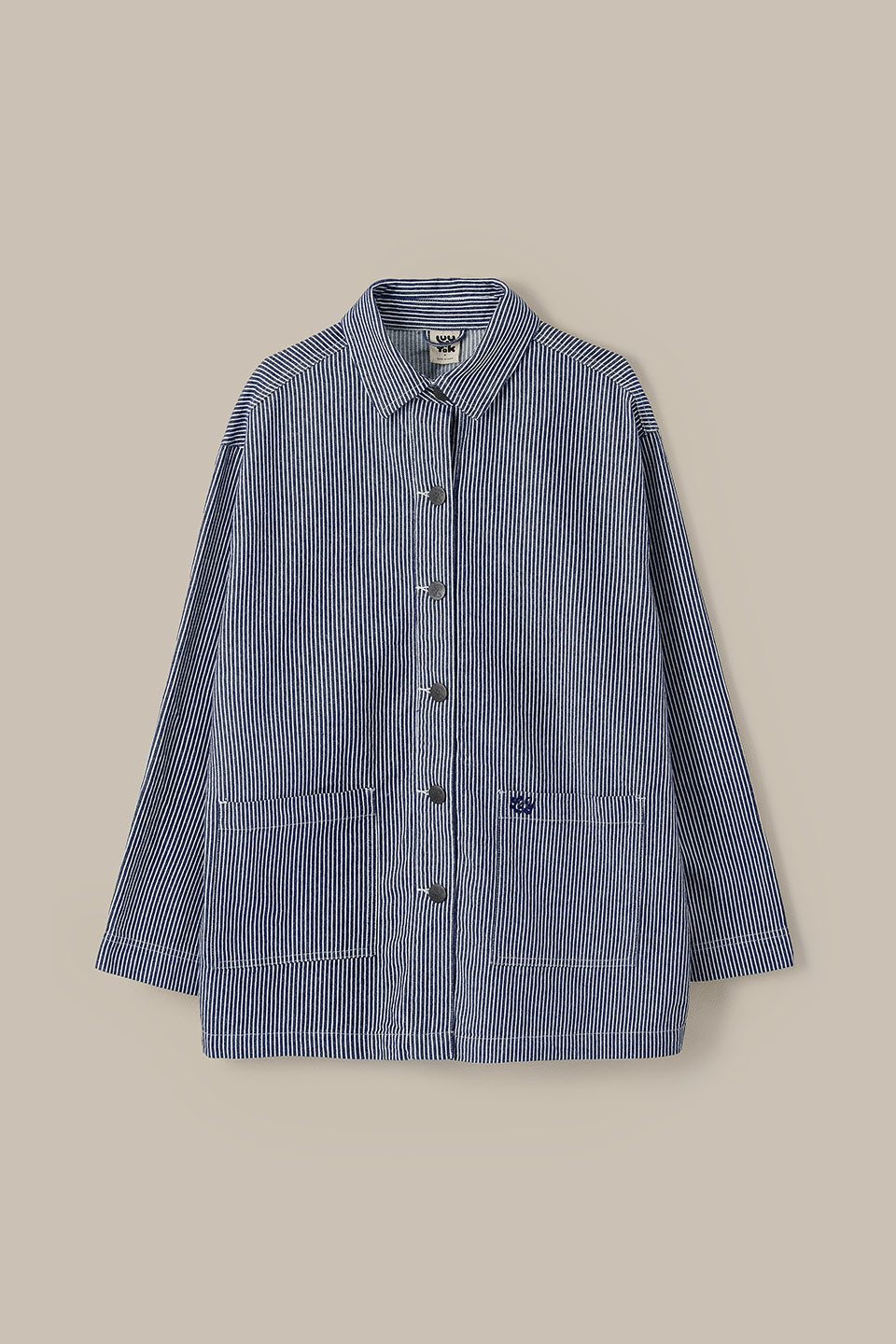 Olly - Cotton Jacket in Navy Stripe