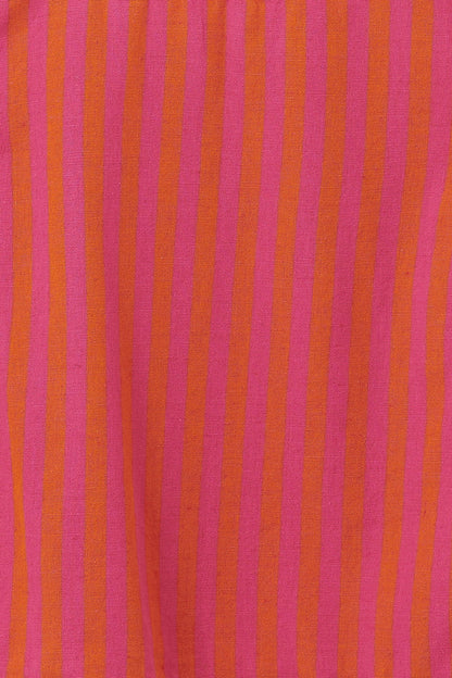 Oaxaca - Cotton Barrel Dungarees in Pink & Orange Stripe