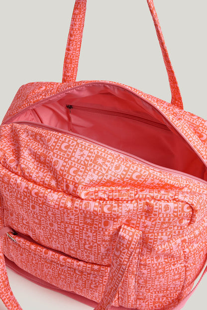 Polina - Weekend Bag in Pink & Red Lunar Checkerboard