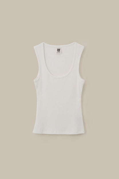 Romy  - Cotton Scoop Vest in Ecru