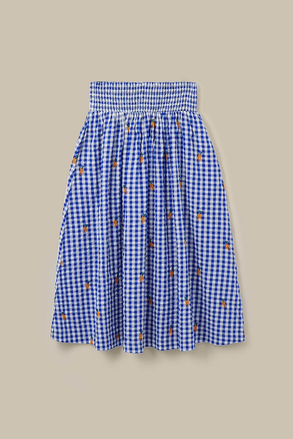Sofiya - Midi Skirt in Gingham Carrot Embroidery