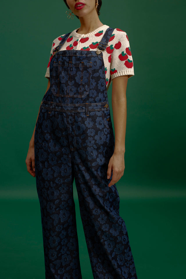 Mullen - Denim Dungarees in Vida Floral