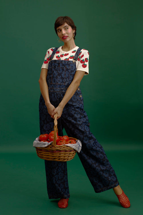 Mullen - Denim Dungarees in Vida Floral