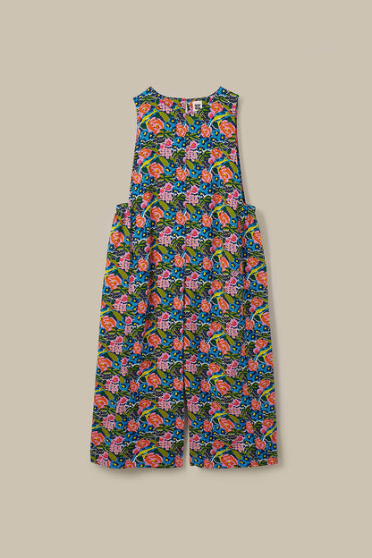 Tilda - Cotton & Viscose Wide Leg Jumpsuit in Blue Birdie Floral