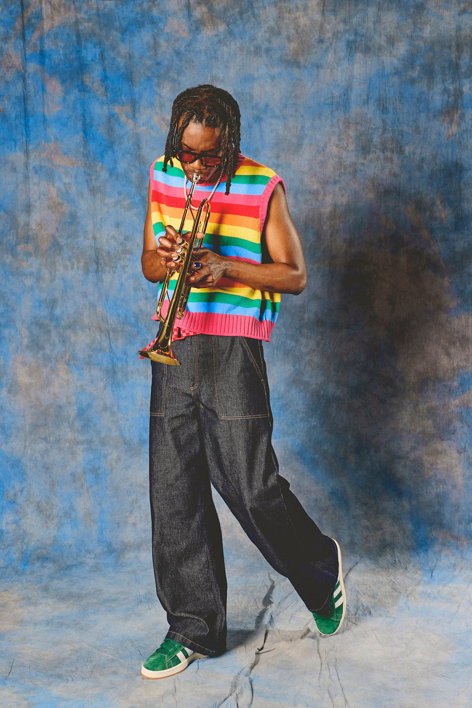 Sawyer - Cotton Knitted Tank in Rainbow Stripe