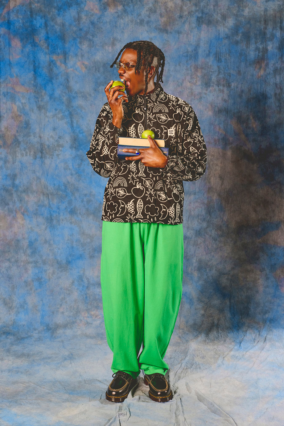 Freddie - Barrel Leg Cotton Jersey Trousers in Kelly Green