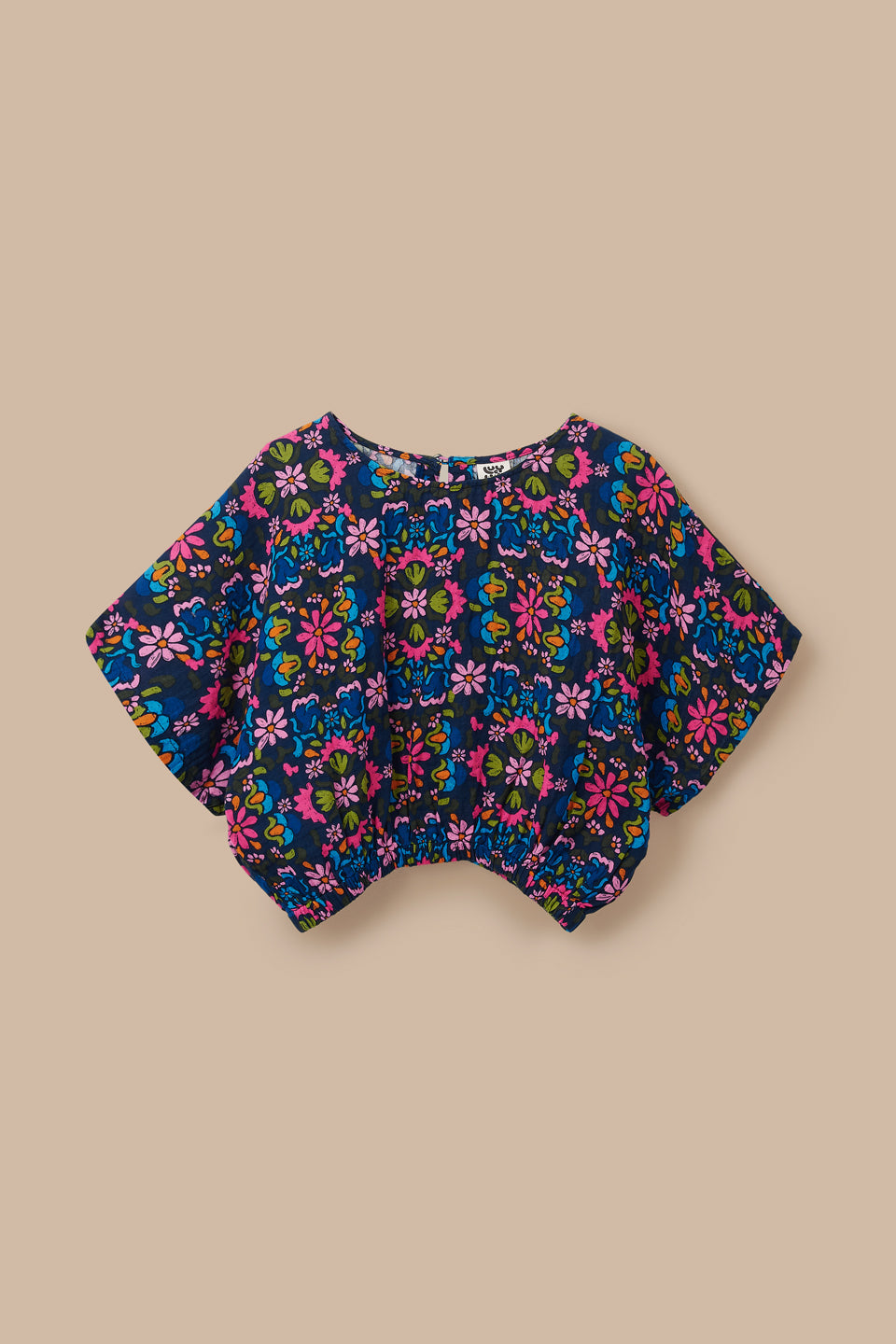 Zamora - Cotton Top in Blue Artisan Floral Patchwork